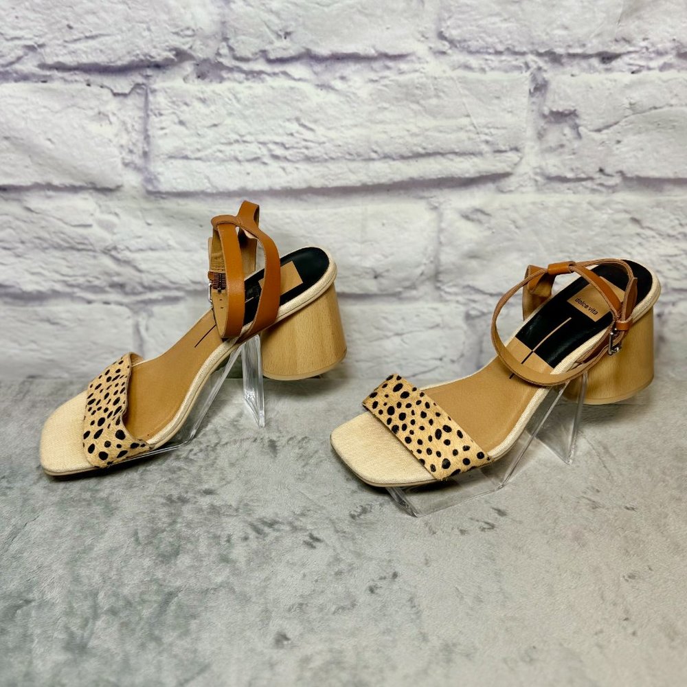 Dolce Vita Hazel Leopard Print Ankle Strap Sandals - Picture 2 of 6
